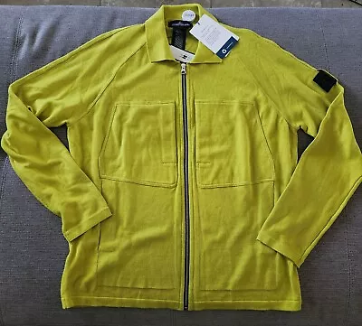 $400 Stone Island Zip Front Long Sleeve Overshirt In Yellow/Green Mens Size L • $349.99
