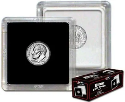 Box Of 25 BCW 2X2 Hard Plastic Coin Snaps - DIME Size Protector Holder Display • $19.39