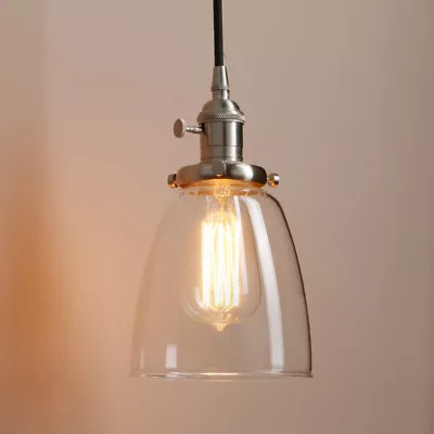 5.7  Bell Glass Shade Vintage Industrial Ceiling Pendant Light Retro Loft Lamp • £29.95