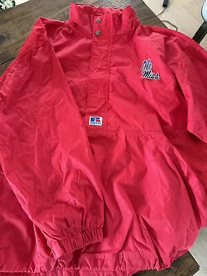 VINTAGE 70s 80s Ole Miss Rebels Windbreaker Jacket XL Russell Athletic￼ • $90