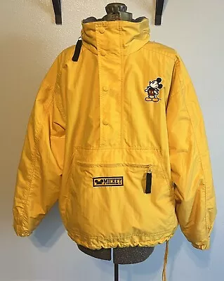 Mickey Mouse Disney Store 1/2 Zip Coat Yellow Size Medium Embroidered/ Patches • $34.50