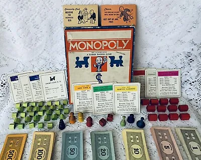 Monopoly  Game  Vintage  1936  Wooden  Pieces  Parker  Bros. • $69.99