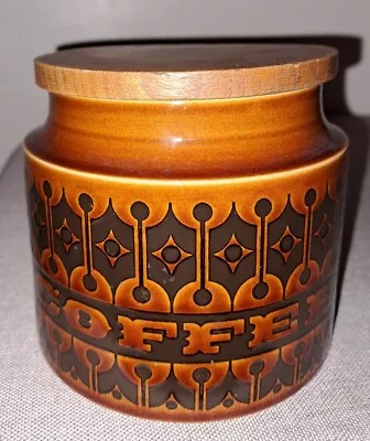 Hornsea Heirloom Brown Coffee Jar 4.5in Vintage Ceramic Storage Canister 70's • £7.95