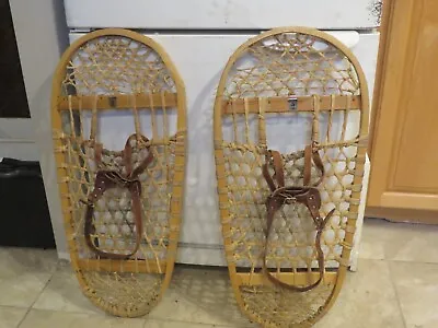 Vintage Wooden Snowshoes Size   30 `` Long By  14` Wide  Nice  Mfg Faber  (3545 • $64.99