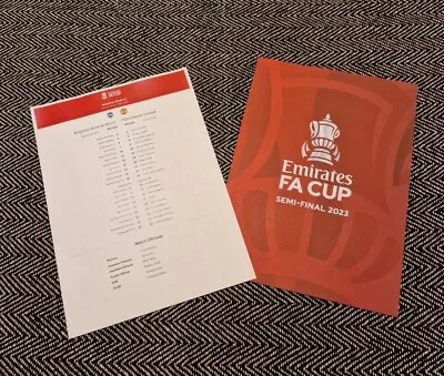 Brighton V Manchester Man Utd United FA CUP SEMI FINAL 23/4/23 Teamsheet ONLY! • £4.89