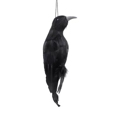 Stimulated Realistic Raven Black Feathered Bird Halloween Bar Decoration Scary- • £8.76