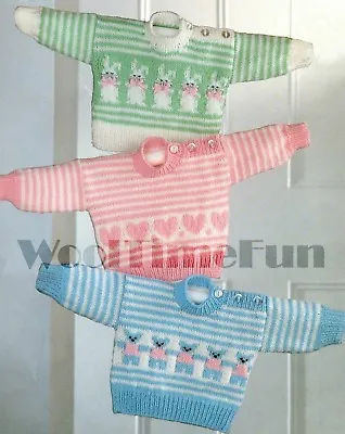 Knitting Pattern Baby's/Toddler's Jumpers: Hearts Bunny Rabbits Teddy Bears.  • £1.80