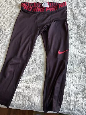 Men's Nike Pro 3/4 Compression Athletic Pants~Leggings~black /red~Size M • $4.73