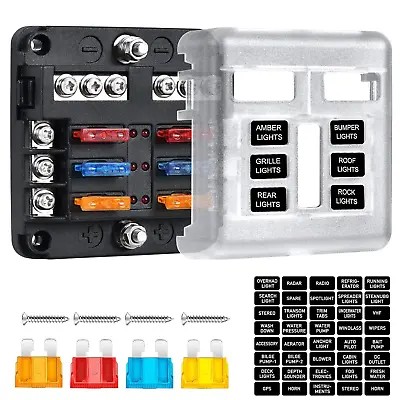 6-Way Fuse Block Marine Waterproof 12v Fuse Block LED Indicator 12V/24V Automoti • $16.95