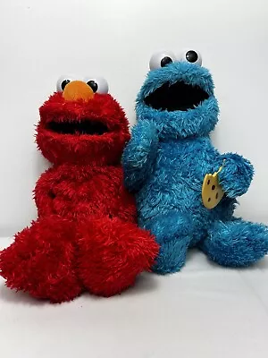 Elmo En&Sp I Love Hugs + Feed Me Cookie Monster Talking Sesame Street Plush LOT • $29.72