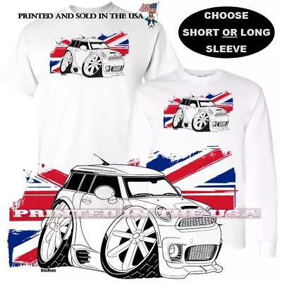 Mini Cooper British UK Grunge Flag DigiRods / Koolart Cartoon Car Art T Shirt • $22.95