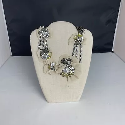 J. Crew Rhinestone Flower Statement Bib Necklace • $26