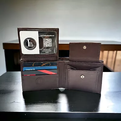 Genuine Leather Minimalist Bifold Wallets For Men RFID Blocking Slim Mens Wallet • $14.14