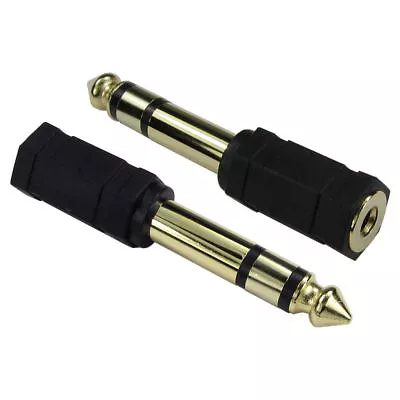 3.5mm Jack To 6.35mm Stereo Headphone Adaptor Connector Converter 6.3mm GOLD 1/4 • £1.69