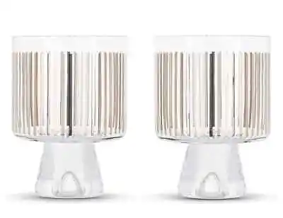 Handcrafted Hand-Painted Platinum Stripe Whisky Glasses Tumblers Set Of 4 H11cm • £33.24