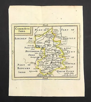 Map Cambridgshire  By John Seller Original Engraved 1701 Hand Colour  • £31