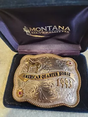 Montana Silversmiths American Quarter Horse 1993 Cowboy Two-Tone Belt Buckle  • $100