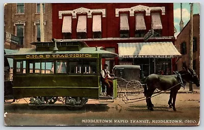 Middletown Ohio Rapid Transit Traction Co. Horse Drawn Trolley Tram Postcard • $6.50