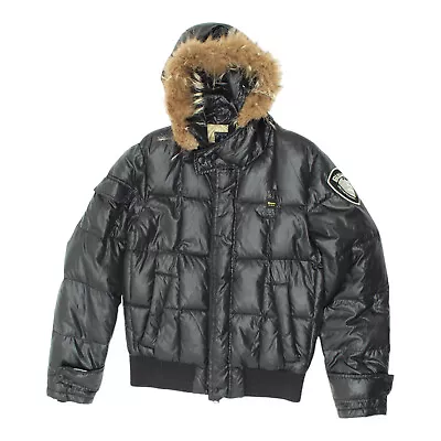 Blauer Mens Fur Hooded Navy Puffer Jacket | Vintage High End Designer Padded VTG • £65