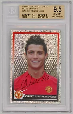 Cristiano Ronaldo BGS 9.5 2007-08 Panini Stickers Machester United Soccer #57 • $350