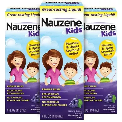 3 PACK Nauzene Kids Nausea & Upset Stomach Relief GRAPE 4oz / 118 ML NEW • $27.88