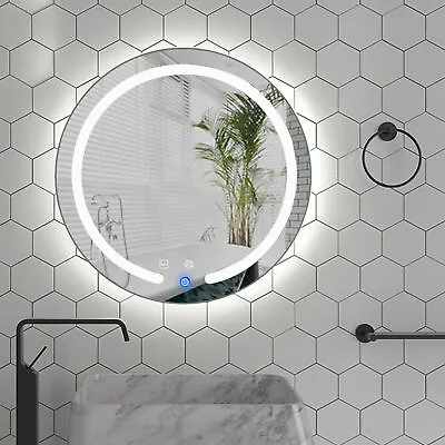 20  Round Touch Bathroom LED Illuminated Vanity Wall Mirror Makeup With Light US • $71.04