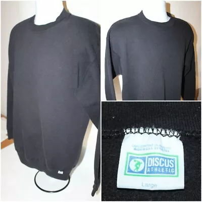 Mens DISCUS ATHLETIC VINTAGE Made In USA Pullover Sweatshirt Sweater : Size L • $29.95