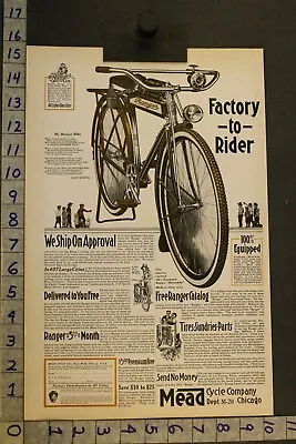 1924 Bicycle Mead Ranger Chicago Motorbike Electric Wheel Sport Cruiser Ad Sv03 • $21.95