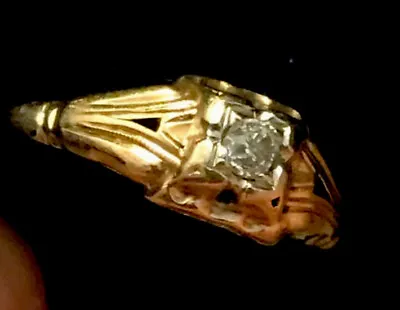 Vintage 14k Gold And Mine Cut Diamond Ring • $660.25