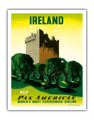 Ireland - Irish Castle - PAA Travel Poster By Edward McKnight Kauffer 1953 • $14.98