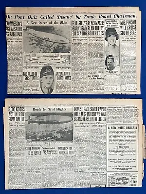 Two Newspapers 1929 British Passenger Zeppelin Transatlantic Flight R100 R101 • $24.99