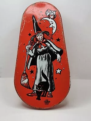 Vintage Tin Halloween Witch Owl Noisemaker U.S. Metal Toy Co • $15