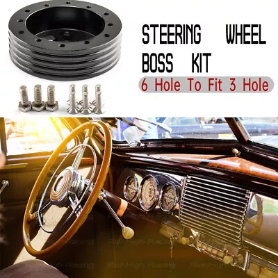 Black 1  Short Hub 6 Hole Steering Wheel Nardi To 3 Hole Adapter • $12.99