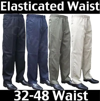 Men’s Elasticated Waist Smart Casual Rugby Trousers Waist 32-48 Leg 27 29 31 • £19.99