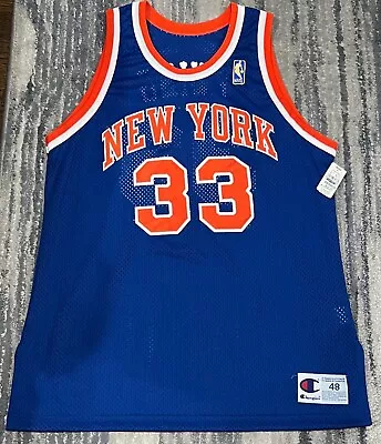 Champion Patrick Ewing New York Knicks Gold Logoman Authentic Jersey 48 Vtg New • $369.99