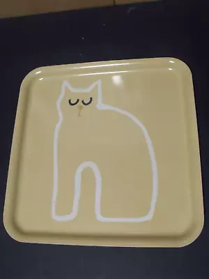 IKEA HAJMAL Melamine Serving Tray Cat Pattern Yellow/Black/White 13x13  • $20