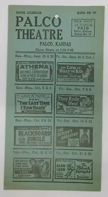 Vtg 1955 PALCO THEATRE Kansas Movie Theater Advertisement Calendar Poster Sign • $18.99