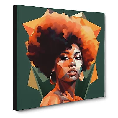 Woman With Affro Geometric Canvas Wall Art Print Framed Picture Dining Room • £24.95