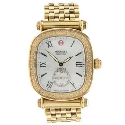 Michele Stainless Steel Gold Plated Diamond Caber Isle • $1600