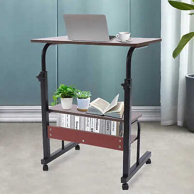 Adjustable Mobile Sofa Side Table Laptop Table Desk Cart Tray W/Wheels NEW USA • $35.15