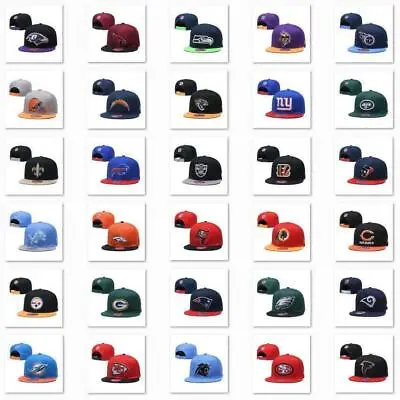 Classic Embroidered NFL Flat Brim Hip Hop Cap Snap-back Sports Hat For Unisex • £14.39