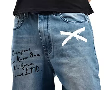 Mens Hip-Hop Jeans Denim Ecko Relaxed Baggy Loose Streetwear Pants Trousers Bike • £33.60