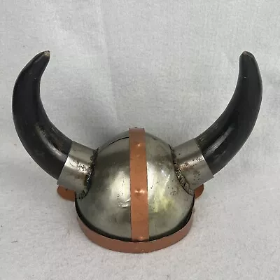 Viking Warrior Horned Metal Helmet Custom Skull Cap Hand Crafted Costume Horns • $95