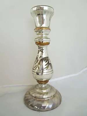 Antique Mercury Glass Silver Candlestick Candle Holder  12  • $95