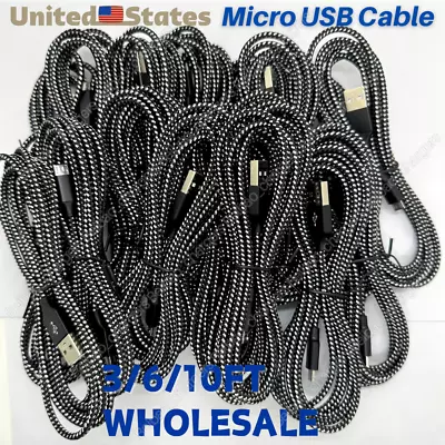Bulk Lot Braided Micro USB Fast Charging Cable For LG Motorola Samsung Android • $6.60