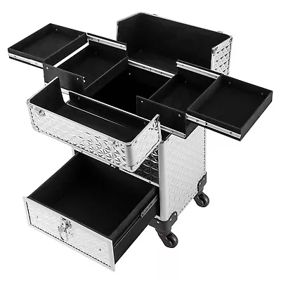 $62 • Buy Makeup Train Case Professional Rolling Cosmetic Case With Drawers Travel Trolley