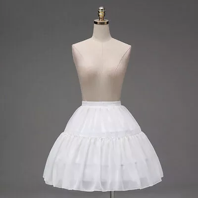 Girl 2 Hoop Skirt Crinoline Petticoat Chiffon Lolita Short Half Slip Underskirt • $10.99