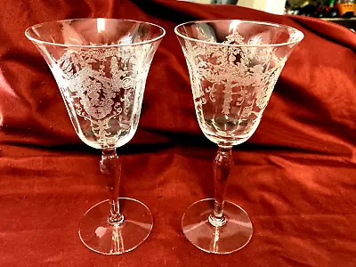 Cambridge Glass Morgantown Etched Tall Water Goblets Set Of 2 • $14