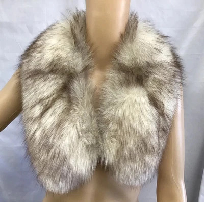 $50 • Buy Vintage Dark Tipped Silver Real Fox Fur Collar Stole Wrap Shawl Lined Soft