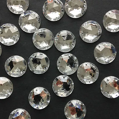 10 X Round Sew-On Stones/Gems/Jewels 15 18 + 22 Mm. Sewing/Costume/DIY/Crafts. • £3